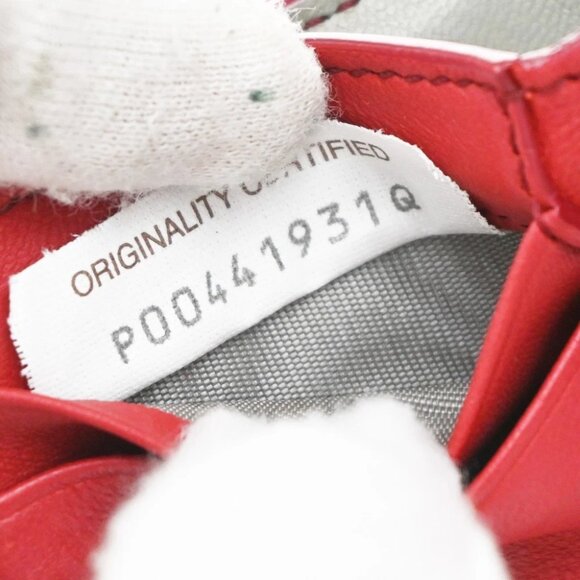 BOTTEGA VENETA INTRECCIATO Trifold Compact Wallet Leather Red Italy - Picture 7 of 13